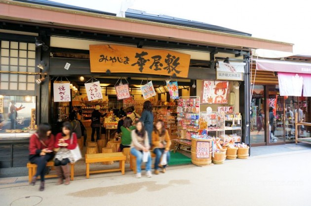 ร้านขายของจิปาถะ  ที่ช้อปปิ้งสตรีท บนเกาะมิยาจิม่า